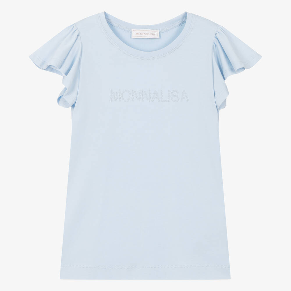 Monnalisa-Teen Girls Light Blue Cotton T-Shirt | Childrensalon Outlet