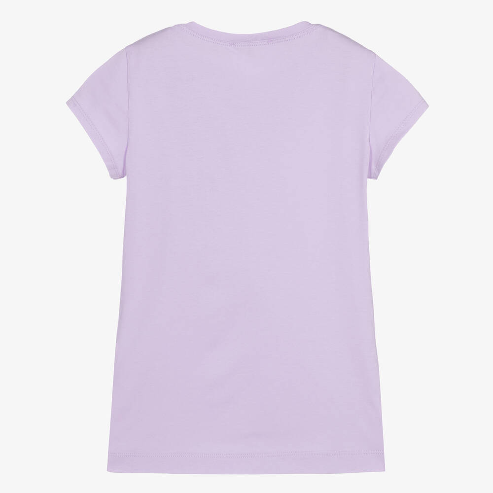 Monnalisa-Teen Girls Lilac Cotton Floral Appliqué T-Shirt | Childrensalon Outlet