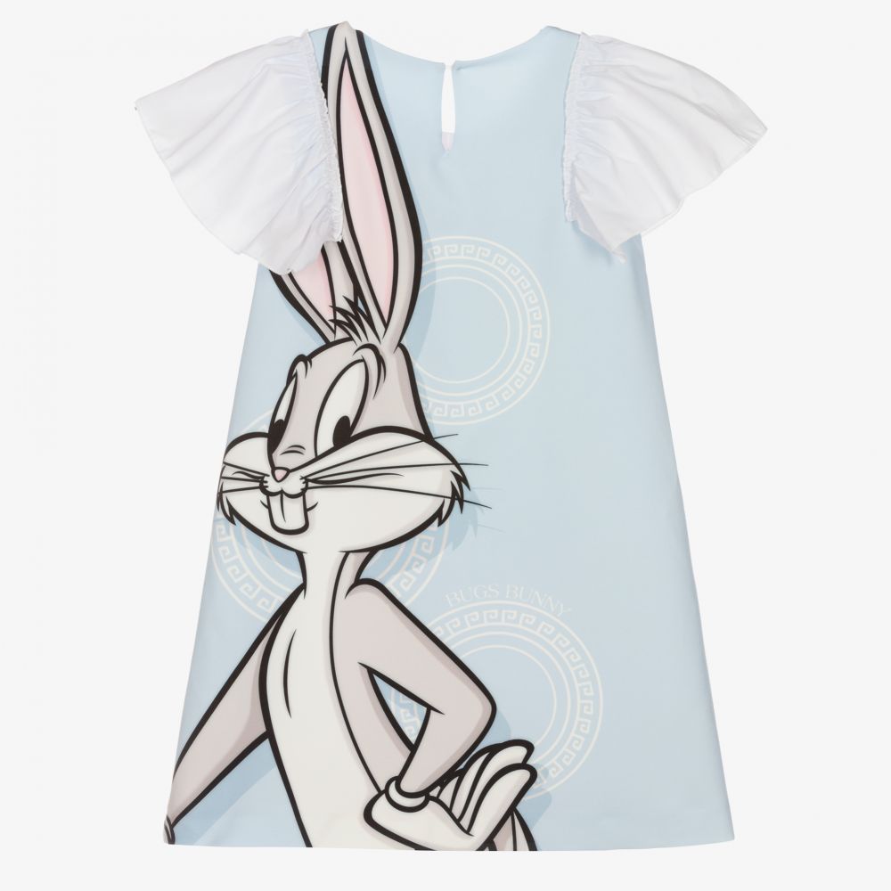 Monnalisa-فستان تينز بناتي كريب لون بنفسجي وأزرق | Childrensalon Outlet