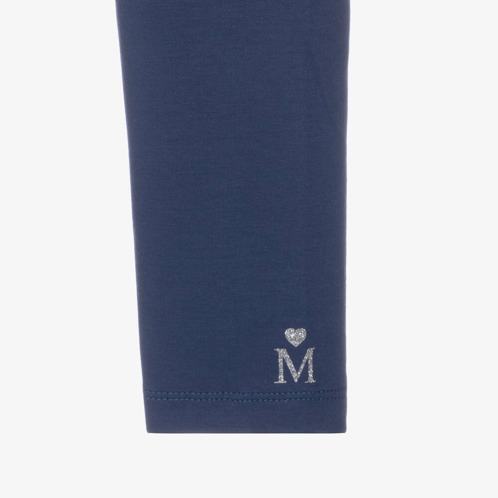 Monnalisa-Teen Girls Navy Blue Cotton Leggings | Childrensalon Outlet