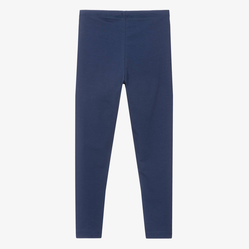 Monnalisa-Teen Girls Navy Blue Cotton Leggings | Childrensalon Outlet
