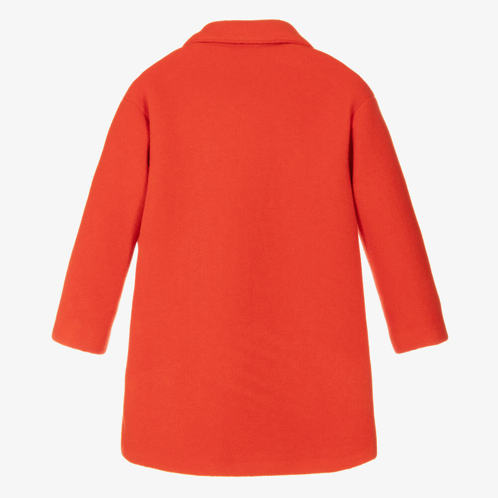 Monnalisa-Teen Girls Orange Felted Overcoat | Childrensalon Outlet