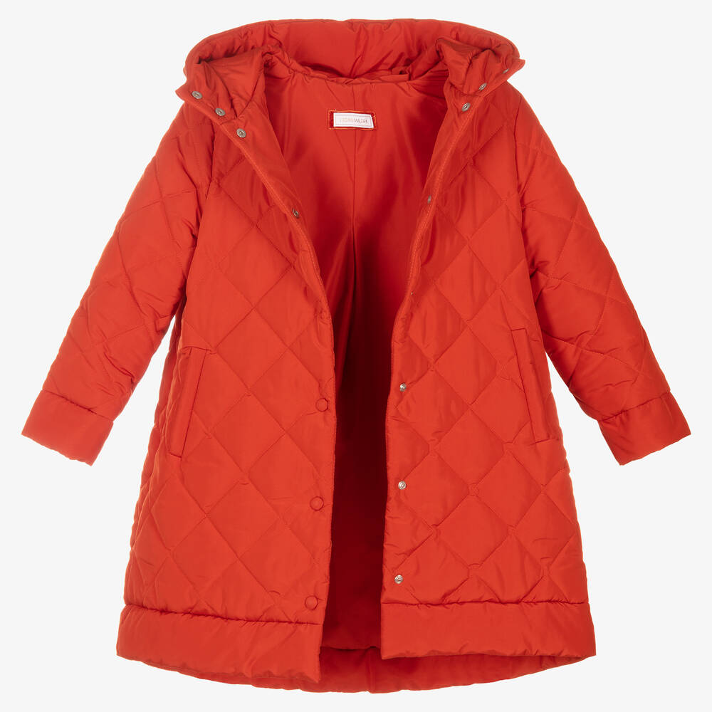Monnalisa - Teen Girls Orange Quilted Coat | Childrensalon Outlet