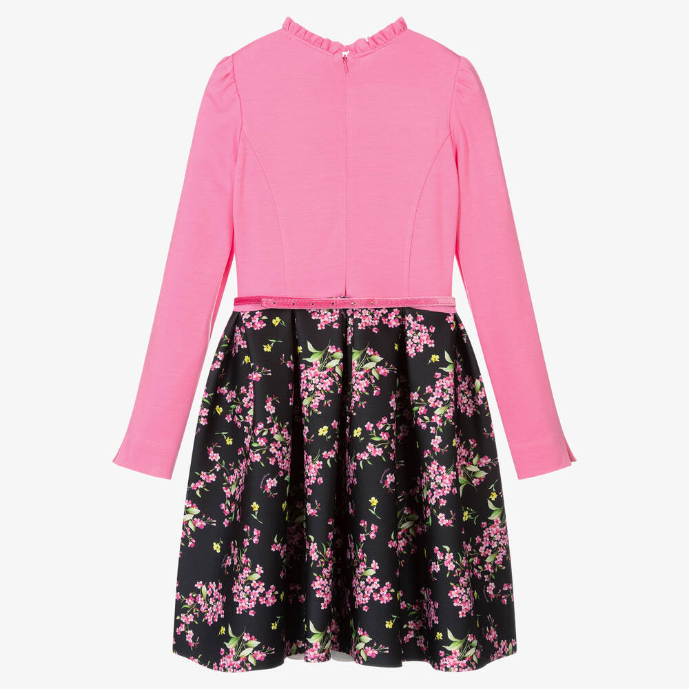 Monnalisa-Teen Girls Pink & Black Dress | Childrensalon Outlet