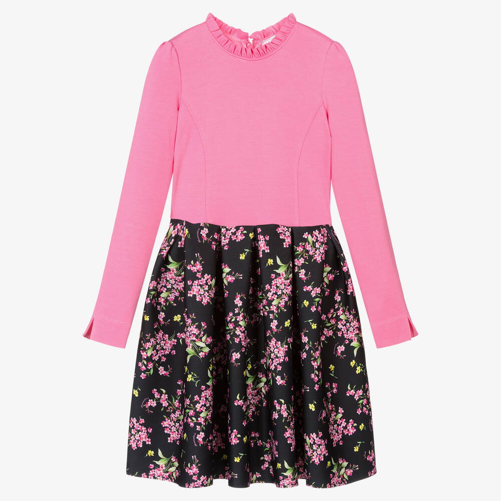 Monnalisa-Teen Girls Pink & Black Dress | Childrensalon Outlet