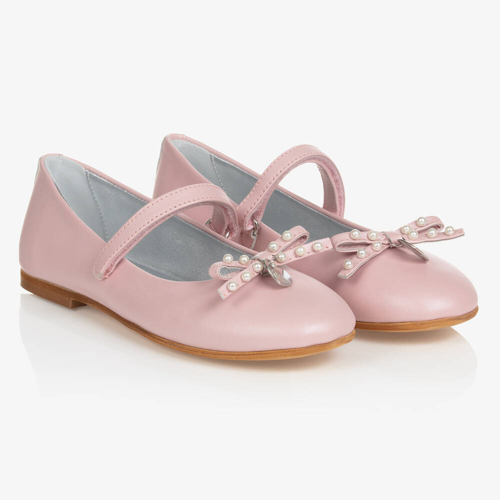 Monnalisa - Teen Girls Pink Bow Ballerina Shoes | Childrensalon