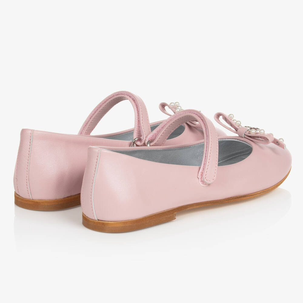 Monnalisa-Teen Girls Pink Bow Ballerina Shoes | Childrensalon Outlet