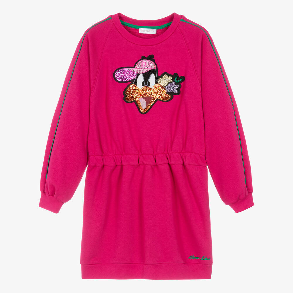 Monnalisa-Розовое хлопковое платье Looney Tunes | Childrensalon Outlet