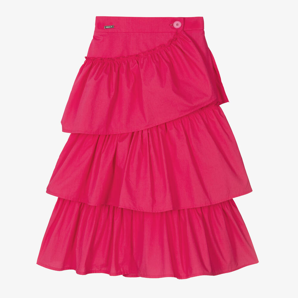 Monnalisa - Розовая хлопковая юбка с оборками | Childrensalon