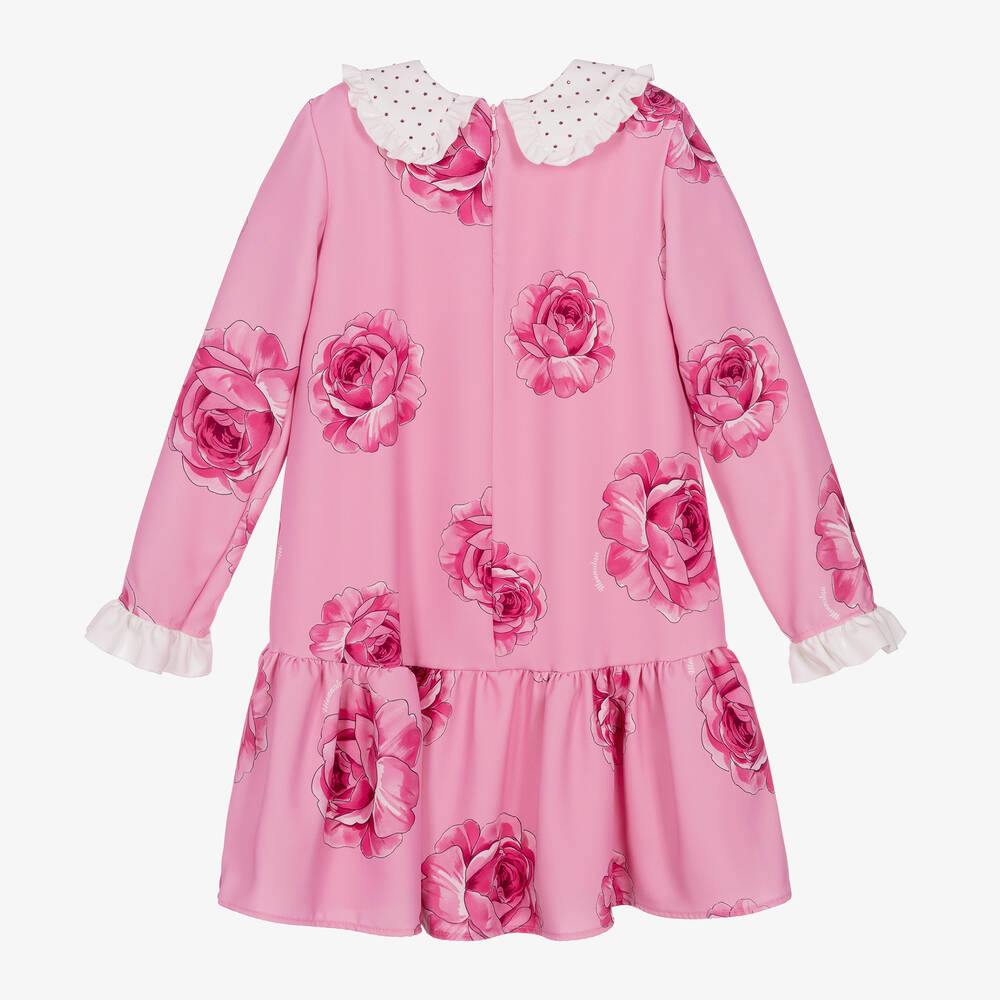 Monnalisa Chic-فستان تينز بناتي كريب تويل لون زهري | Childrensalon Outlet