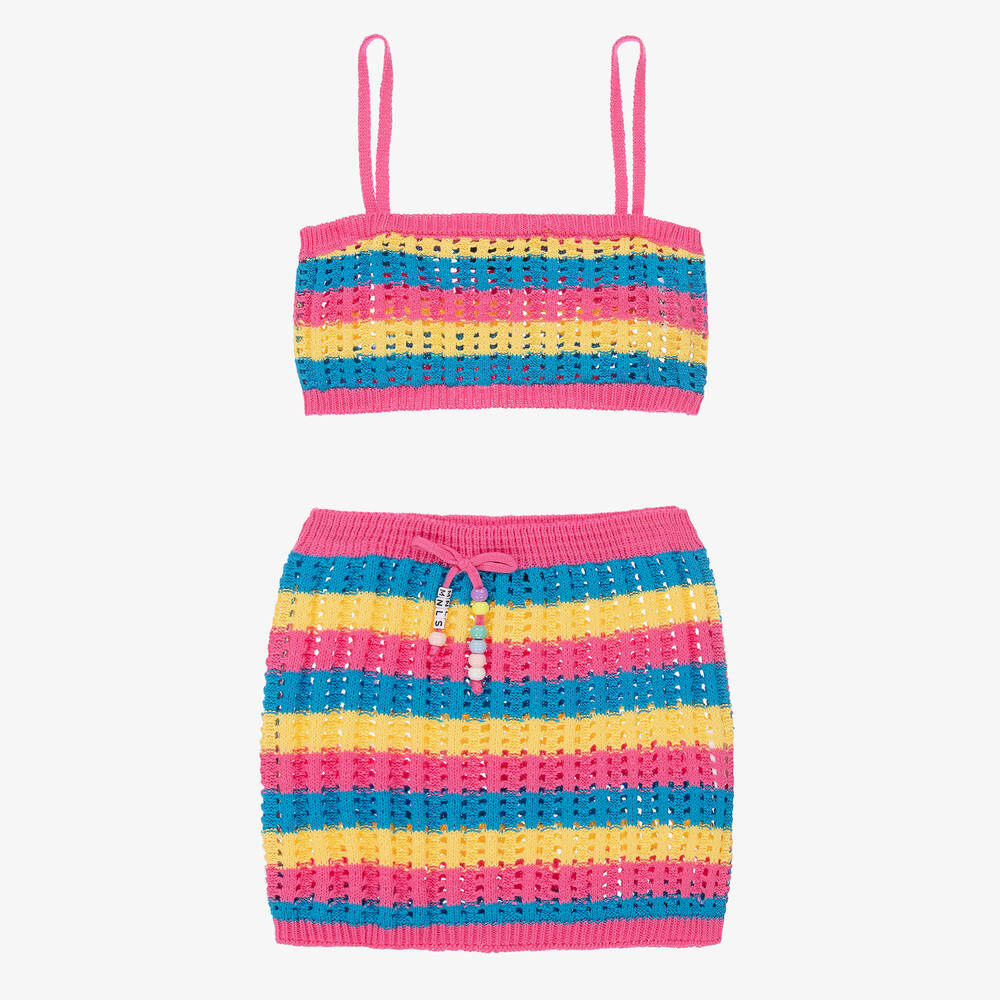 Monnalisa - Teen Girls Pink Crochet Skirt Set | Childrensalon