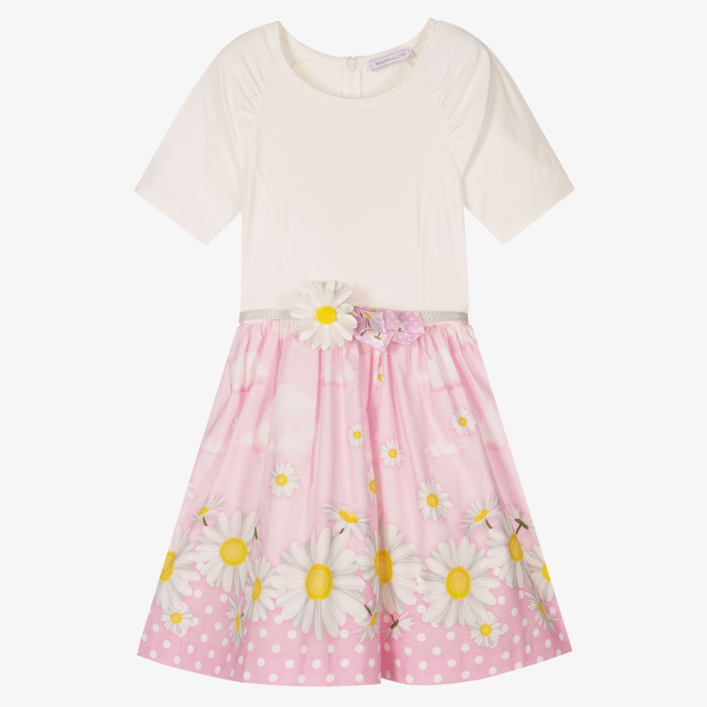 Monnalisa - Розовое платье с ромашками для девочек-подростков | Childrensalon