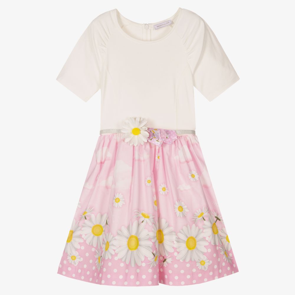 Monnalisa - Robe rose à marguerites Ado fille | Childrensalon