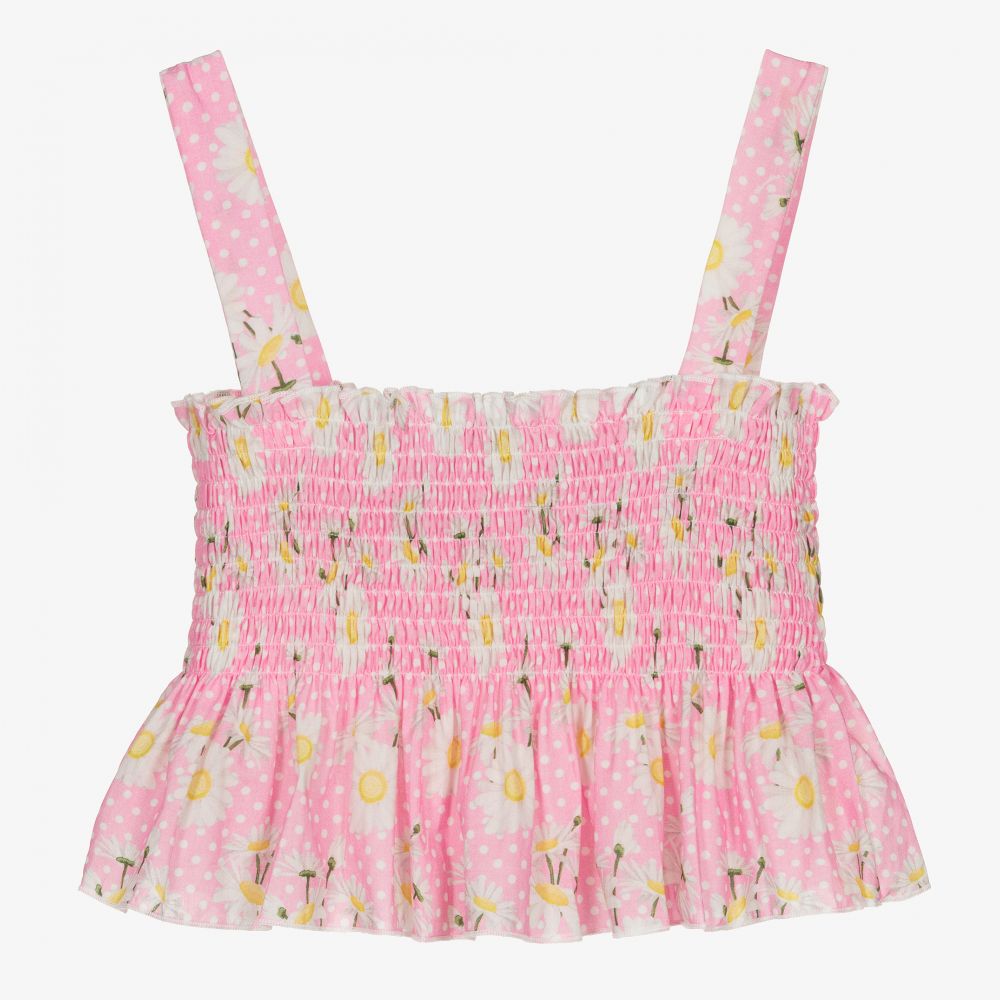 Monnalisa-Розовый топ с ромашками для подростков | Childrensalon Outlet