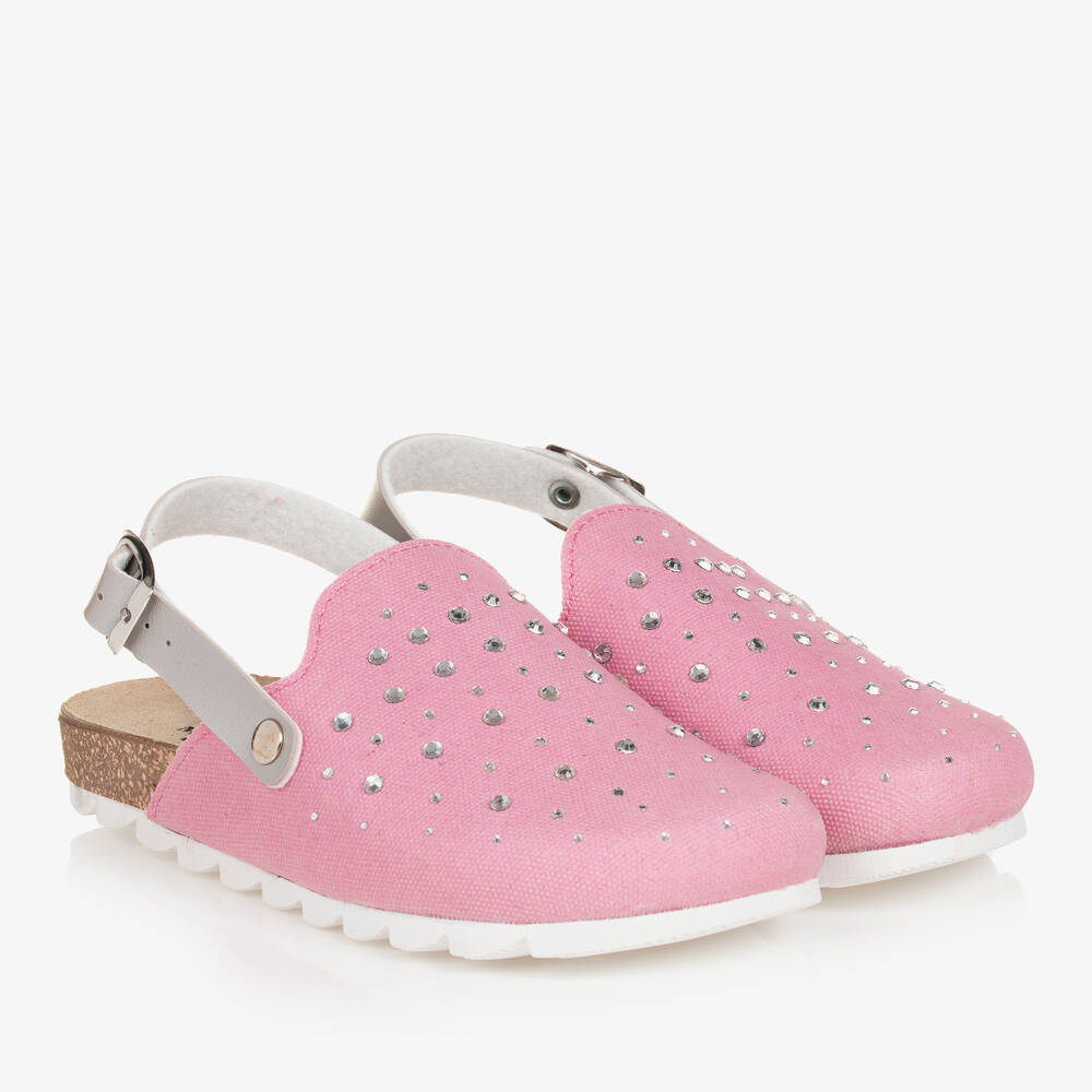 Monnalisa-Teen Girls Pink Diamanté Sandals | Childrensalon Outlet