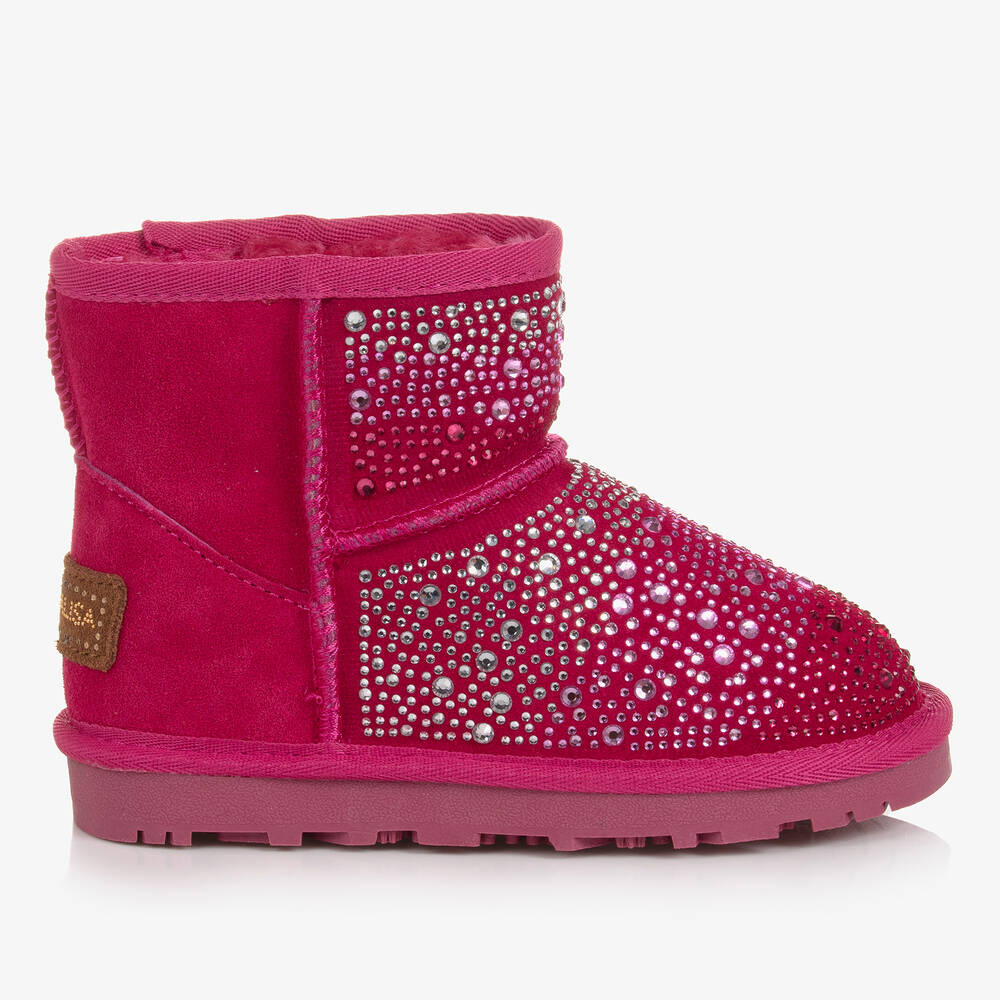 Girls pink cheap suede boots