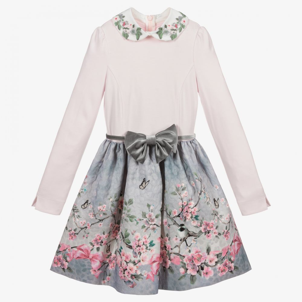Monnalisa - Rosa Teen Kleid mit Blumen (M) | Childrensalon
