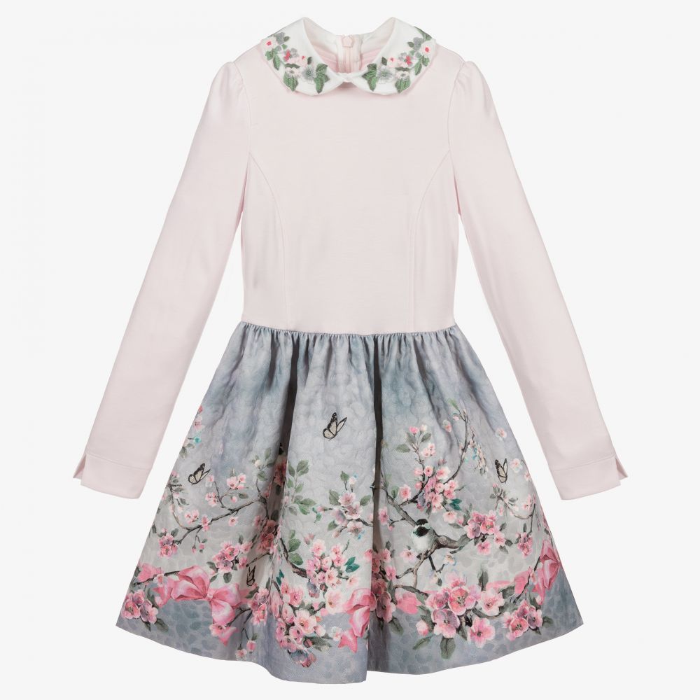 Monnalisa-Розовое платье в цветочек для подростков | Childrensalon Outlet
