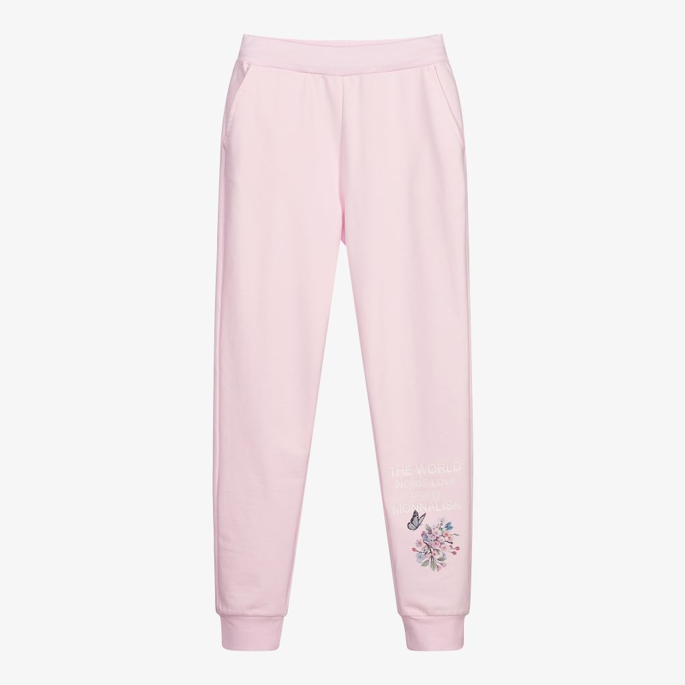 Monnalisa - Rosa Teen Jogginghose mit Blumen (M) | Childrensalon