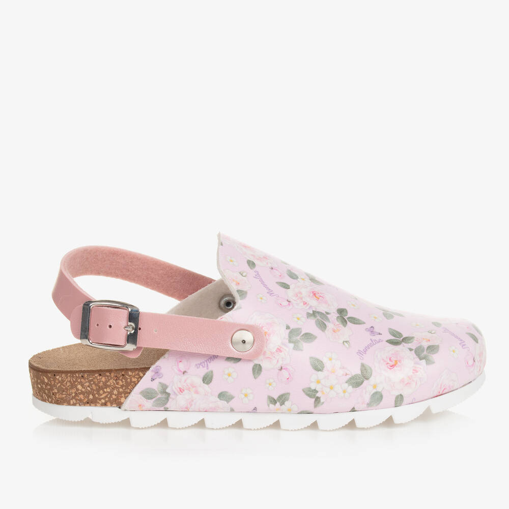 Monnalisa-Teen Girls Pink Floral Mules | Childrensalon Outlet
