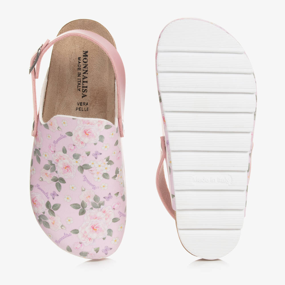 Monnalisa-Teen Girls Pink Floral Mules | Childrensalon Outlet