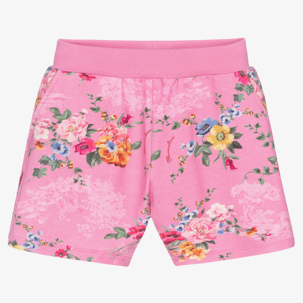 Monnalisa-Teen Girls Pink Floral Shorts | Childrensalon Outlet