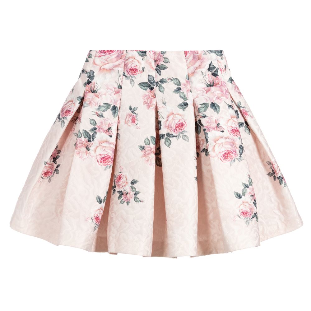 Monnalisa Chic - Teen Girls Pink Floral Skirt | Childrensalon