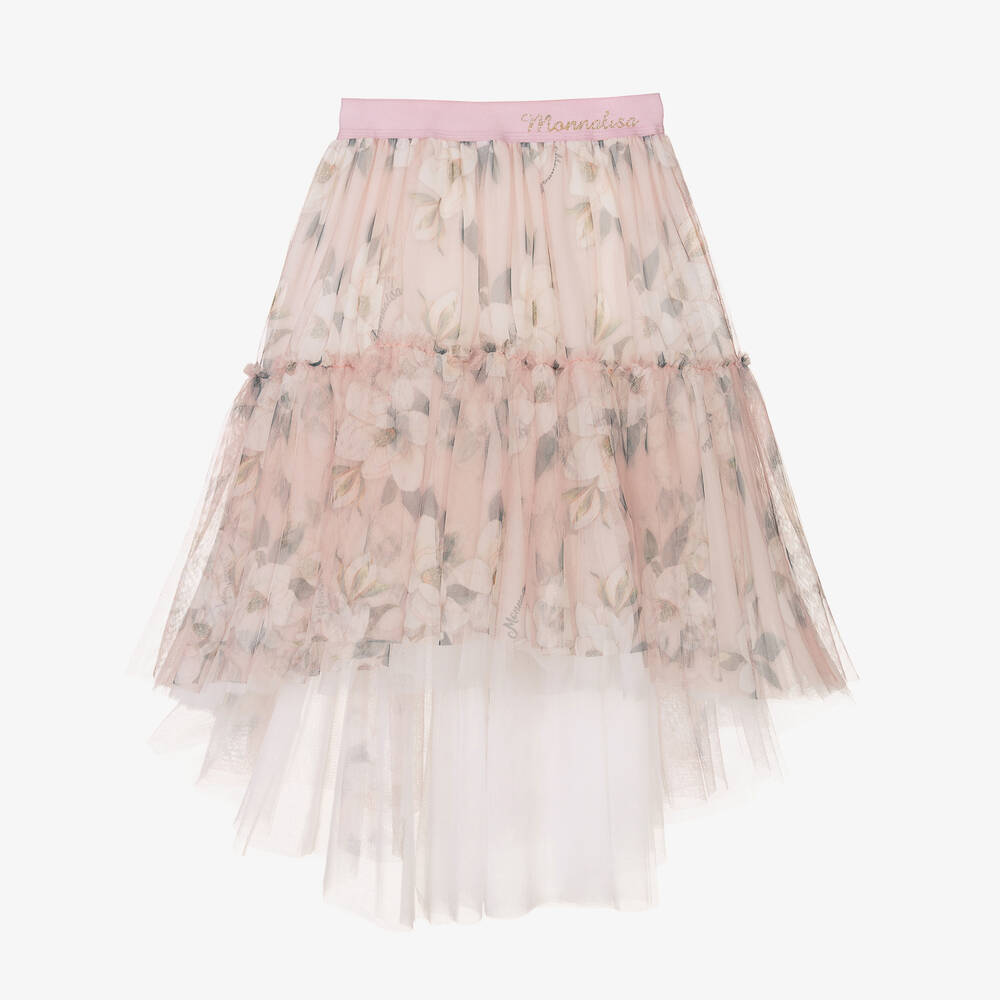 Monnalisa - Jupe rose en tulle à fleurs ado | Childrensalon