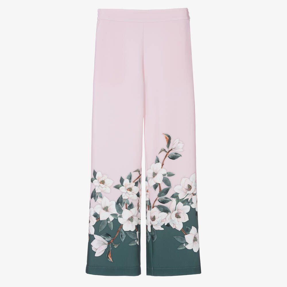 Monnalisa Chic - Pantalon large rose à fleurs ado | Childrensalon