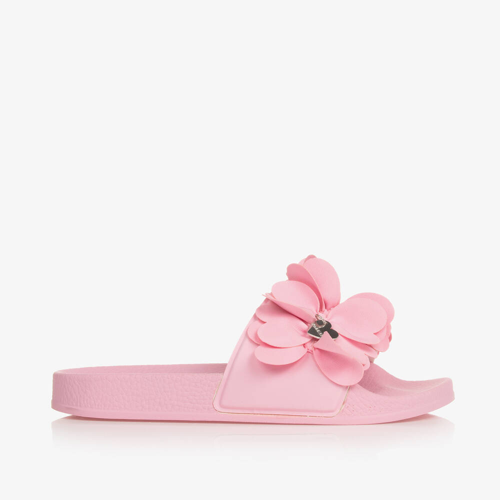 Monnalisa-Teen Girls Pink Flower Petal Sliders | Childrensalon Outlet