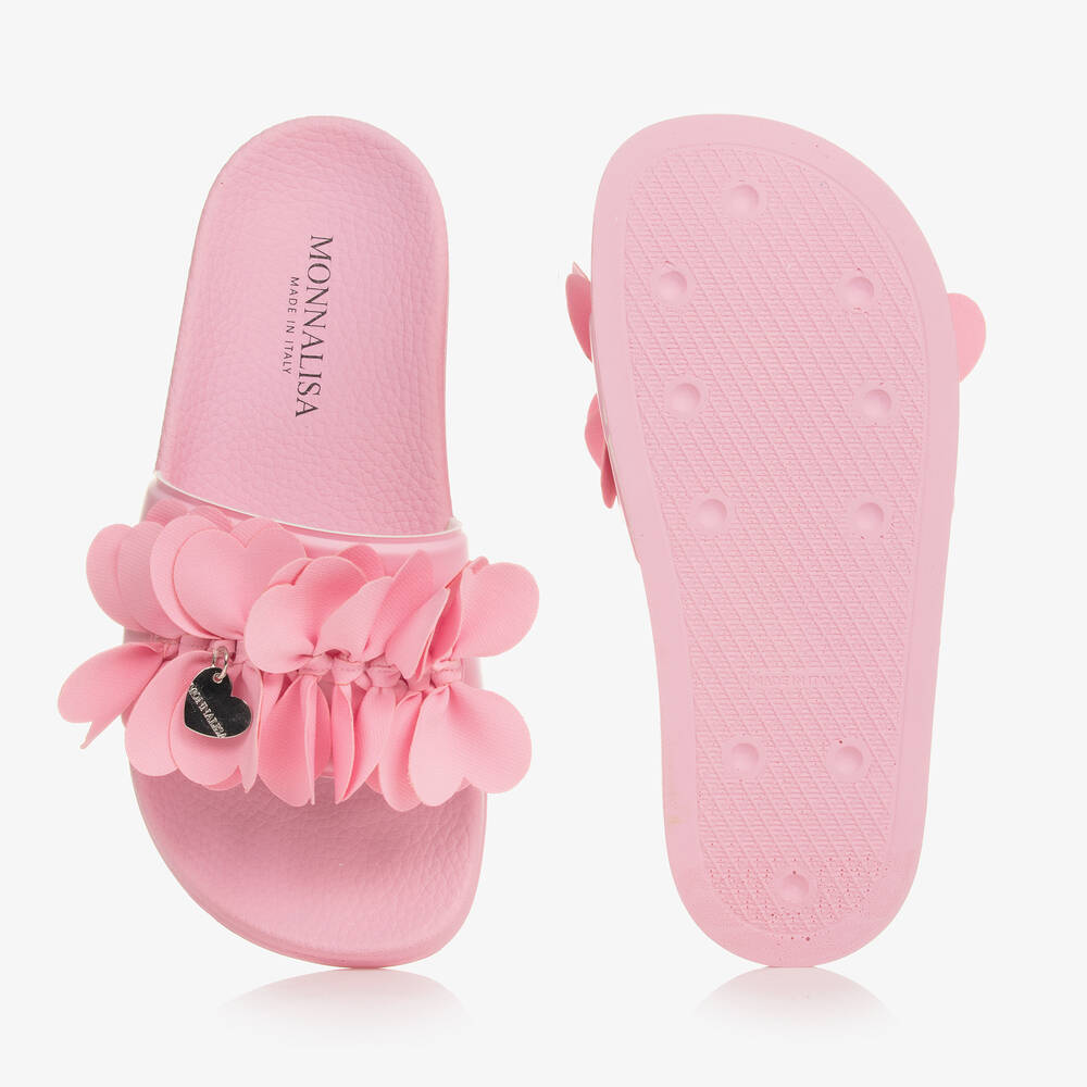 Monnalisa-Teen Girls Pink Flower Petal Sliders | Childrensalon Outlet