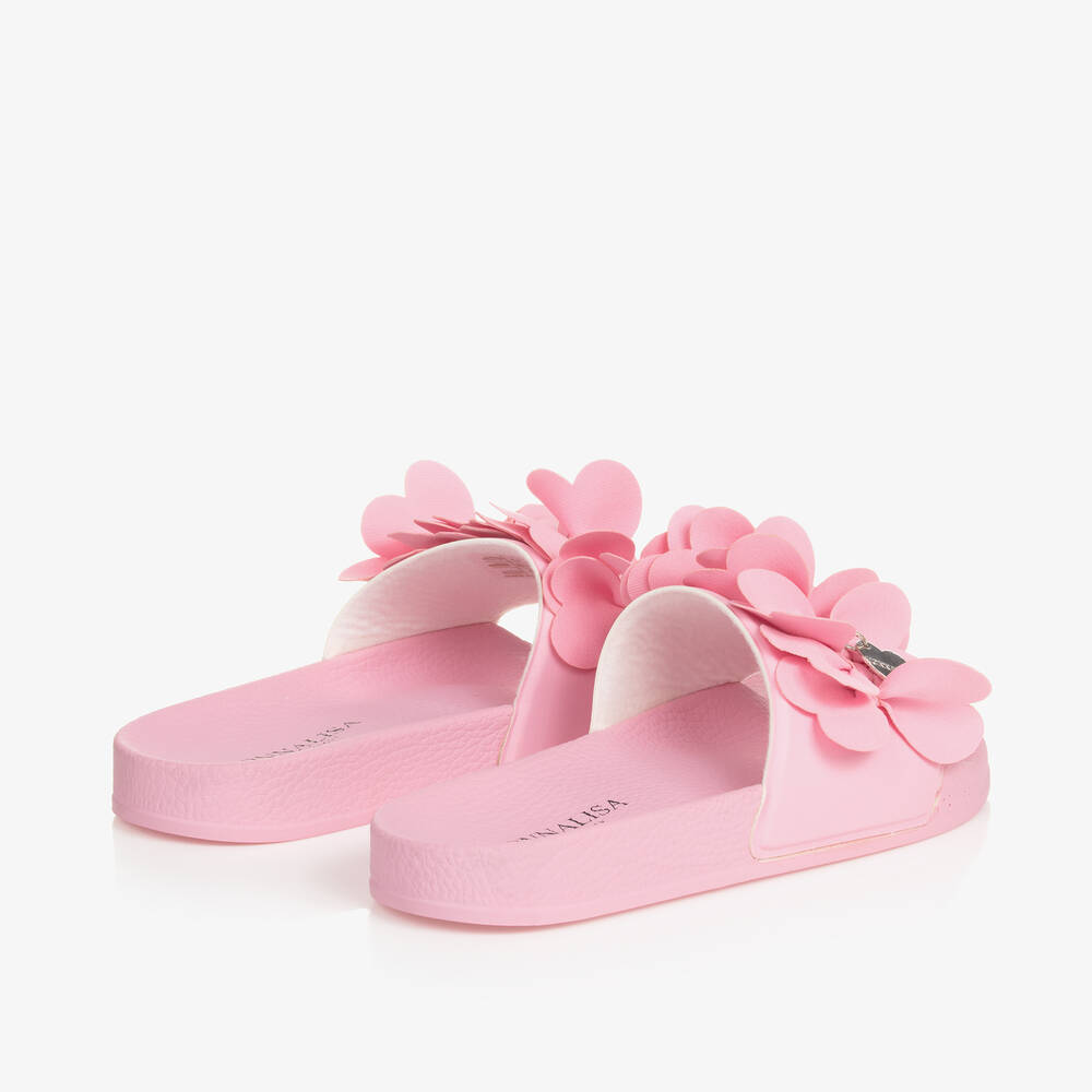 Monnalisa Teen Girls Pink Flower Petal Sliders