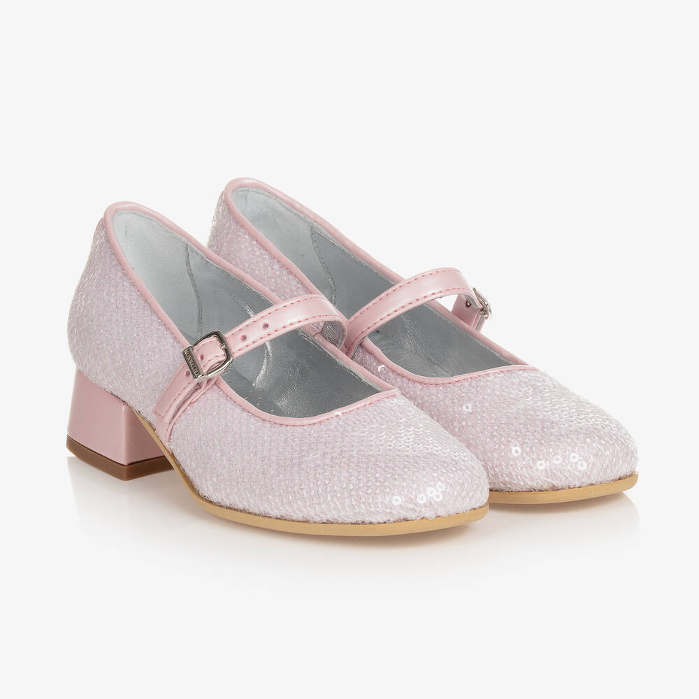 Monnalisa - Teen Girls Pink Heeled Ballerina Shoes | Childrensalon