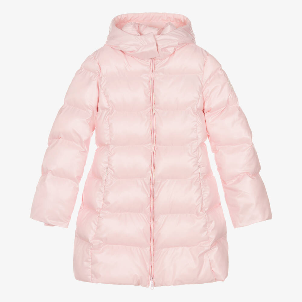 Monnalisa - Teen Girls Pink Hooded Puffer Coat | Childrensalon