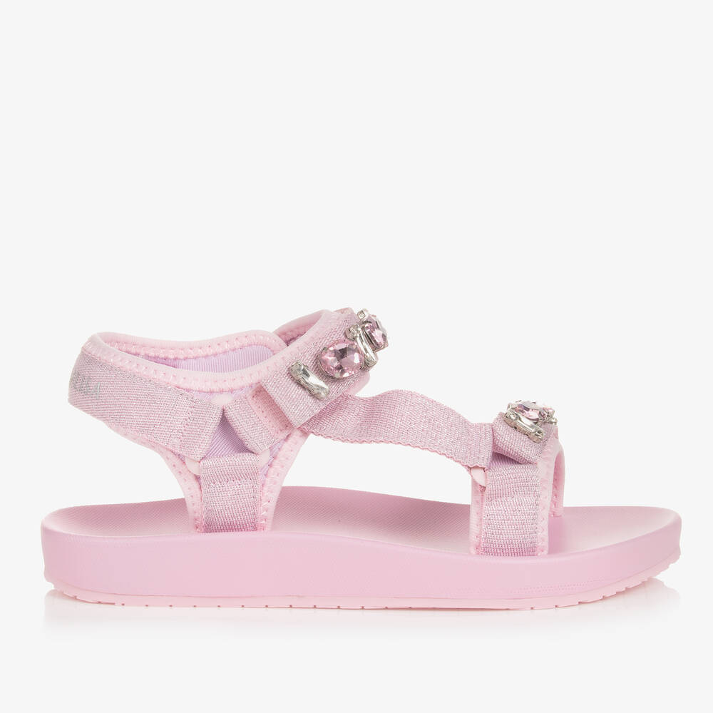 Monnalisa-Teen Girls Pink Jewelled Sandals | Childrensalon Outlet