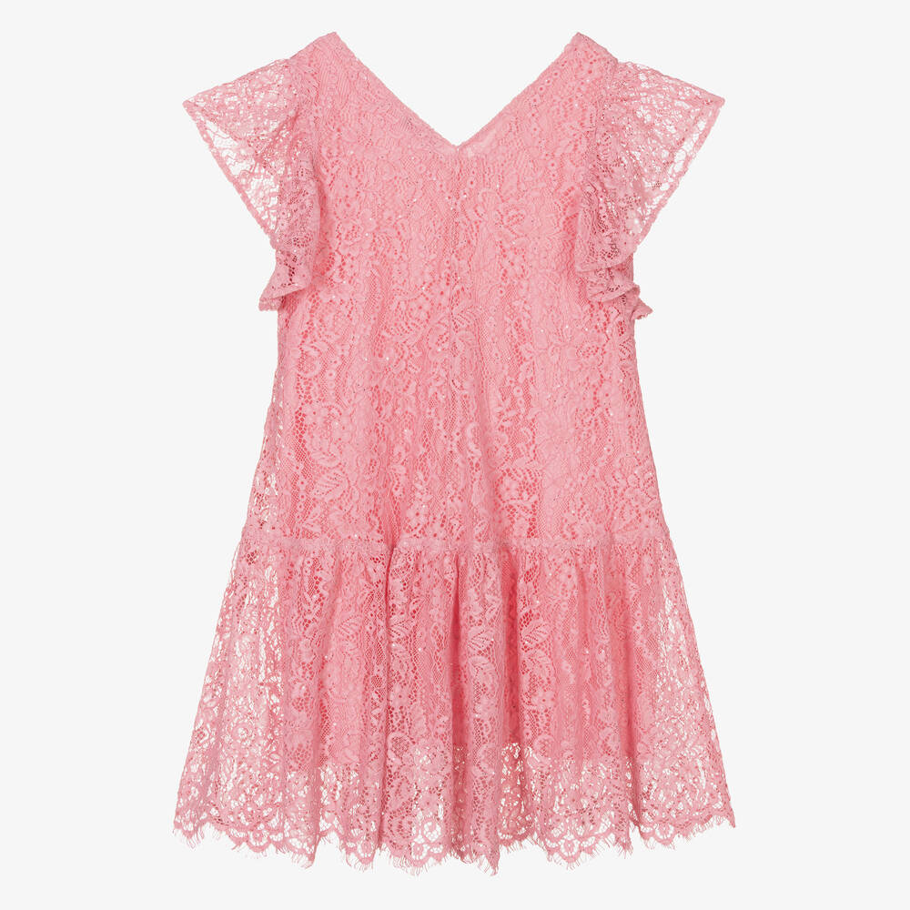 Monnalisa-Teen Girls Pink Lace Dress | Childrensalon Outlet