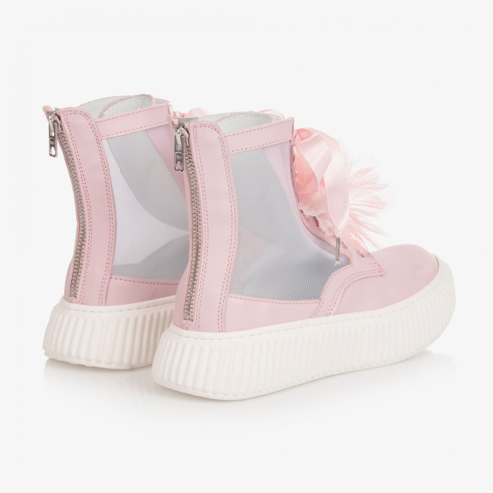 Monnalisa Teen Girls Pink Leather Boots