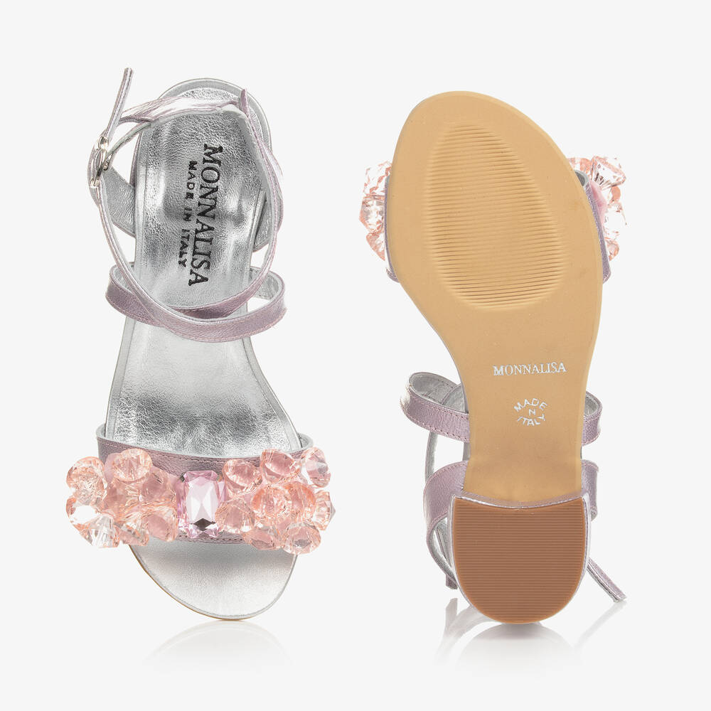 Monnalisa-Teen Girls Pink Leather Heeled Sandals | Childrensalon Outlet