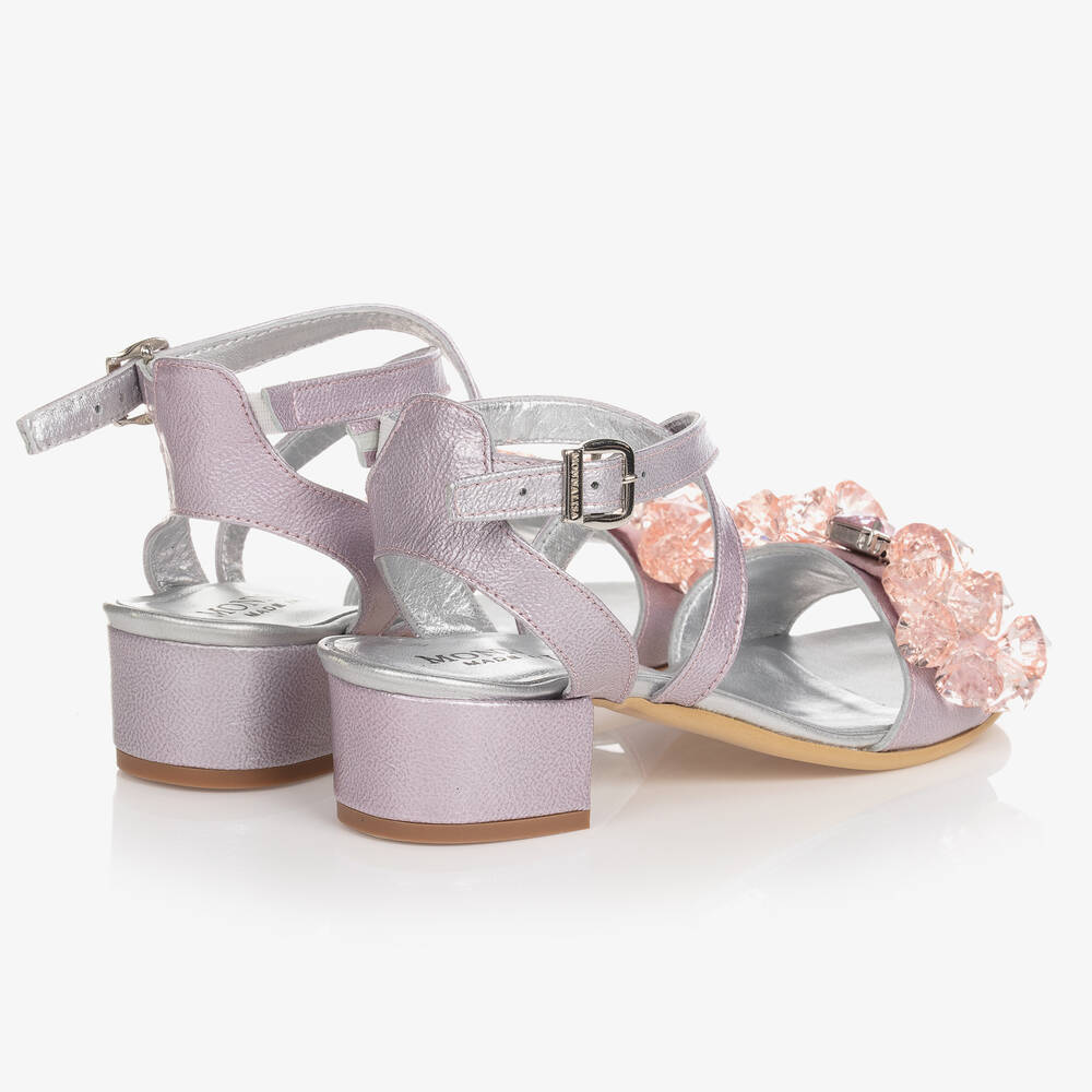 Monnalisa-Teen Girls Pink Leather Heeled Sandals | Childrensalon Outlet