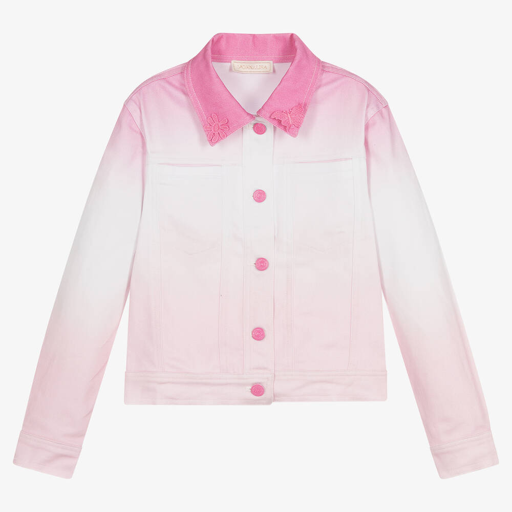 Monnalisa - Розовая джинсовая куртка с эффектом омбре | Childrensalon
