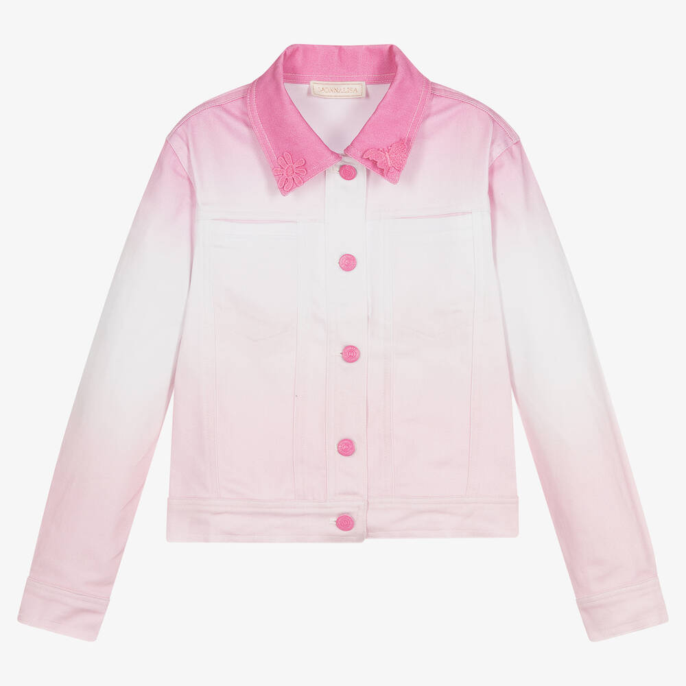 Monnalisa - Rosa Teen Ombré-Jeansjacke | Childrensalon