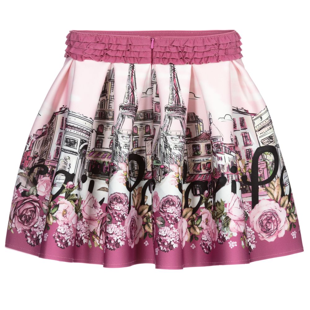 Monnalisa-Teen Girls Pink Paris Skirt | Childrensalon Outlet