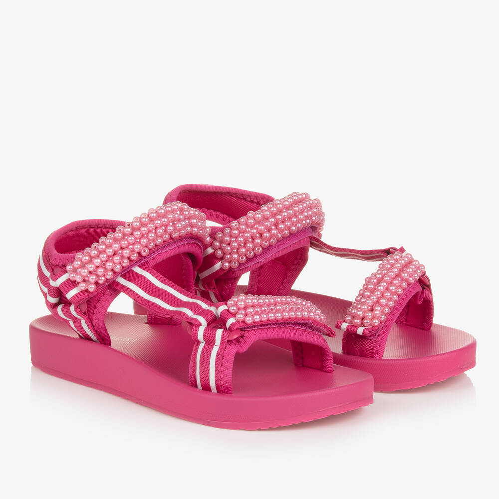 Monnalisa-Teen Girls Pink Pearl Sandals | Childrensalon Outlet