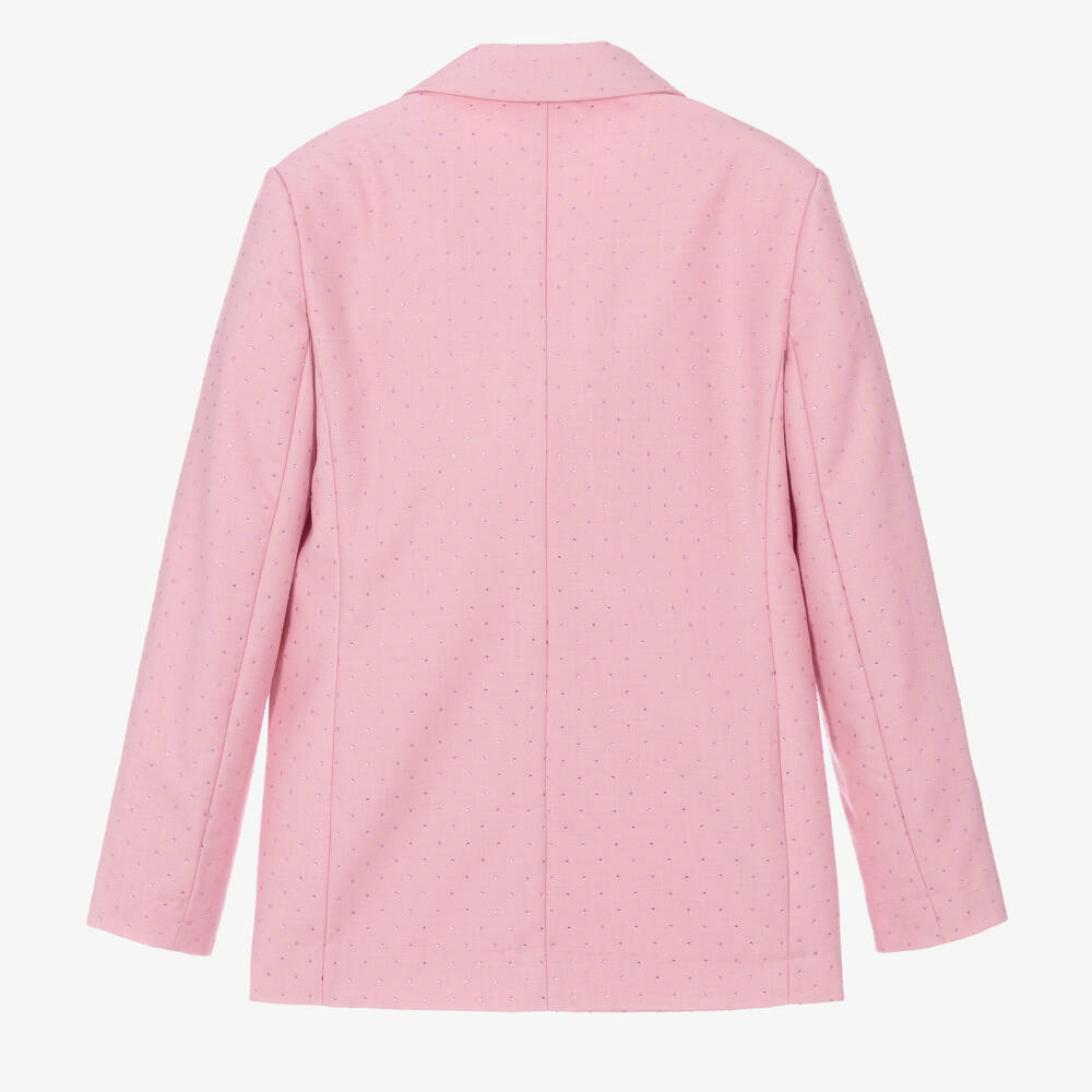 Monnalisa-Teen Girls Pink Rhinestone Blazer | Childrensalon Outlet