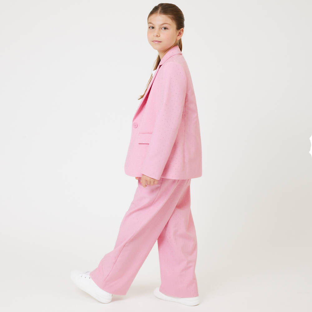 Monnalisa-Teen Girls Pink Rhinestone Blazer | Childrensalon Outlet