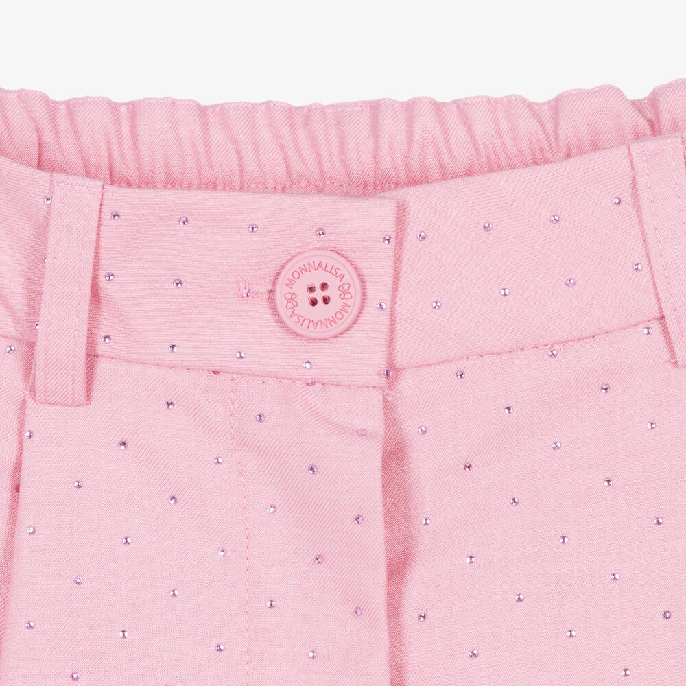 Monnalisa-Teen Girls Pink Rhinestone Trousers | Childrensalon Outlet