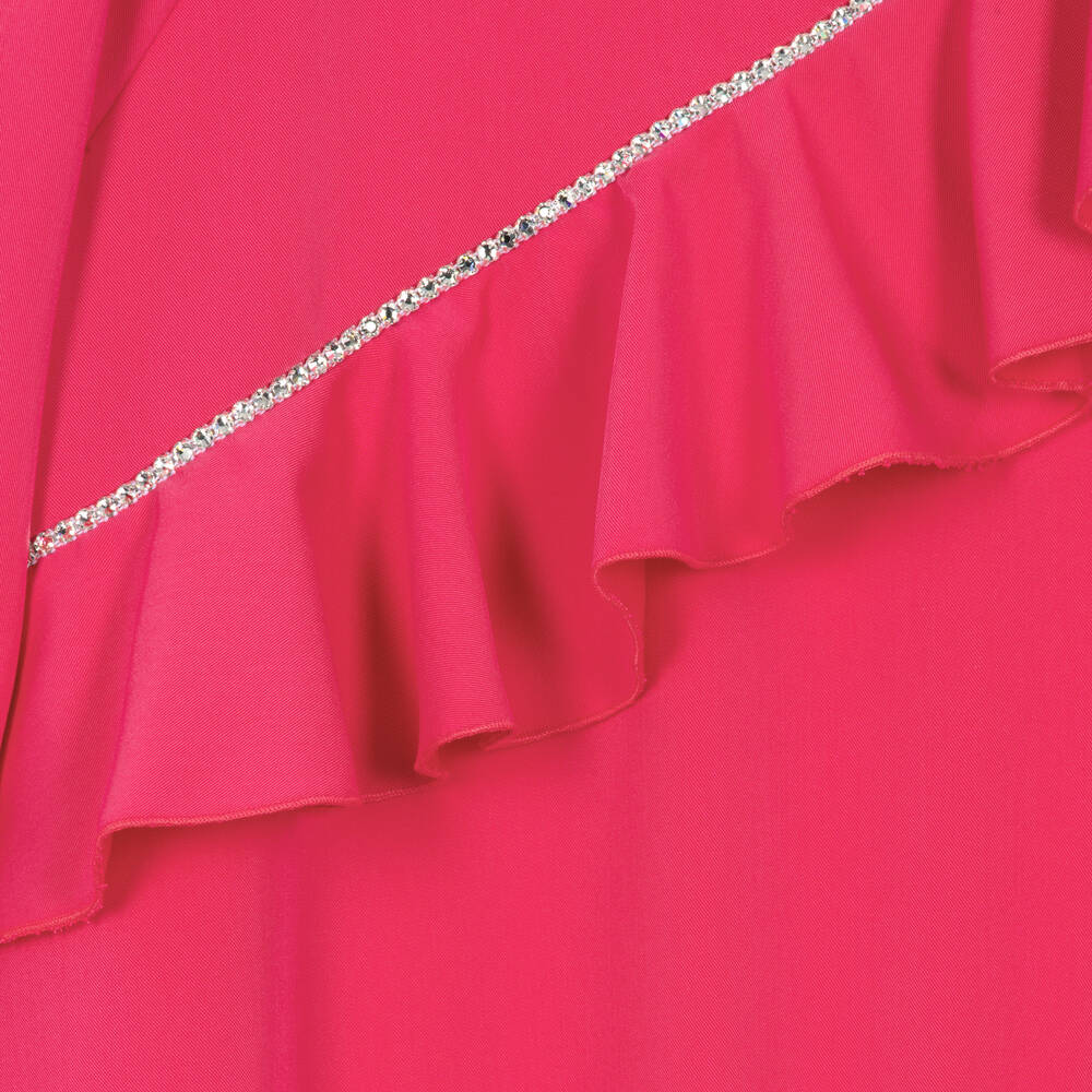 Monnalisa Шик-Розовое платье с рюшами и стразами | Childrensalon Outlet