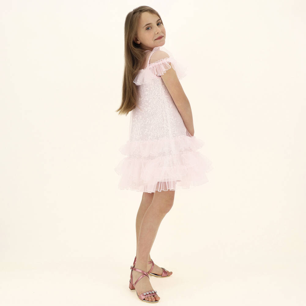 Monnalisa-Teen Girls Pink & Silver Dress | Childrensalon Outlet
