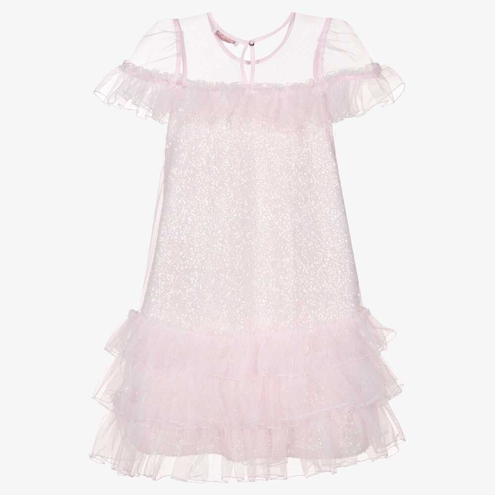 Monnalisa-Teen Girls Pink & Silver Dress | Childrensalon Outlet