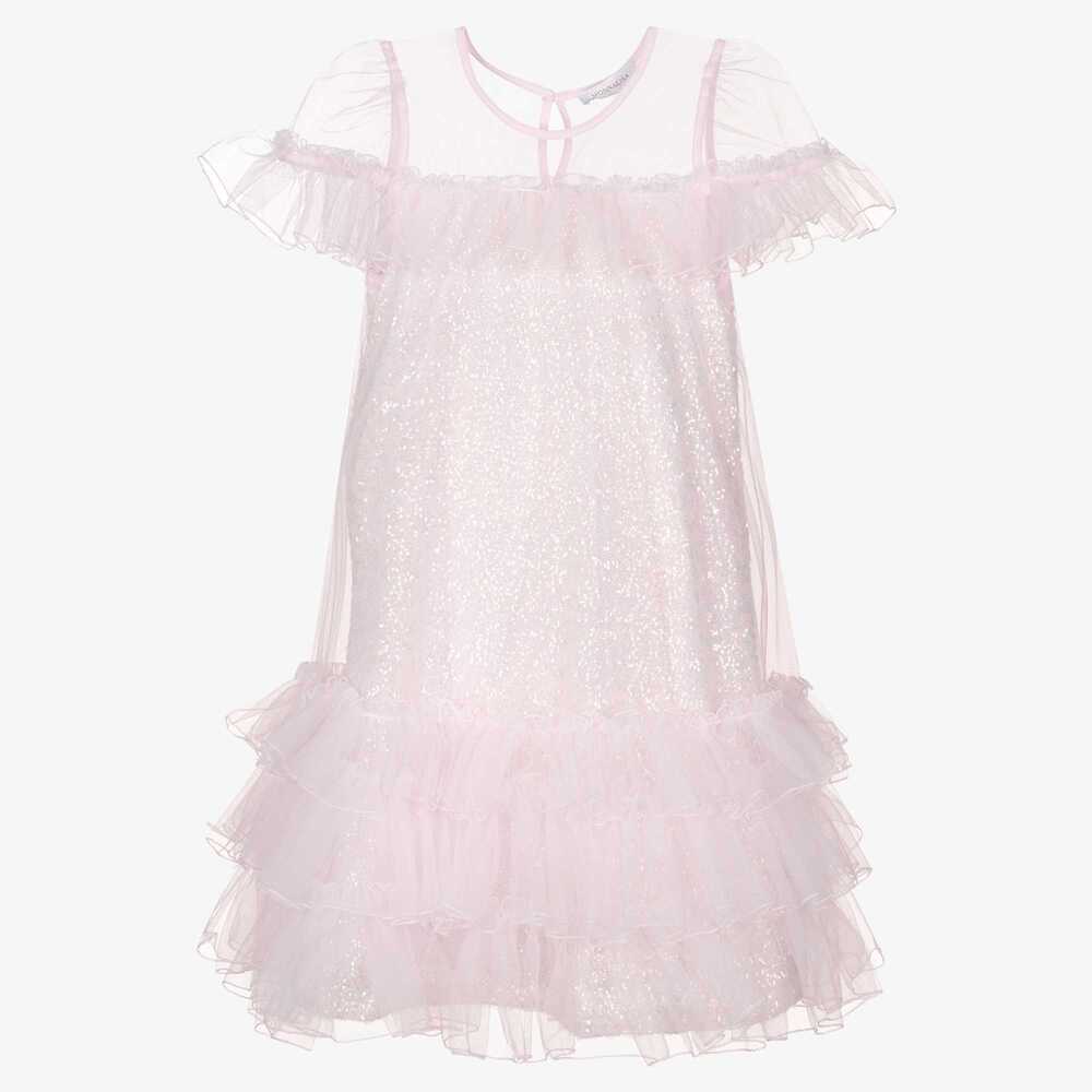 Monnalisa - Розово-серебристое платье для подростков | Childrensalon